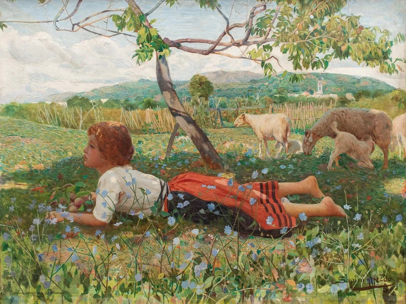 1868-Alfredo Savini - La raccolta delle albicocche